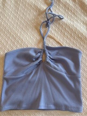 Aritzia Wilfred Ribbed Halter Crop Top